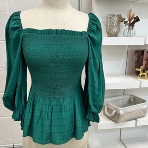 Smocked longsleeve top